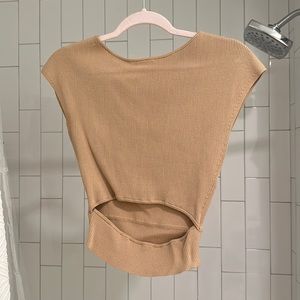 Aritzia Wilfred Beige Knot Crop Top